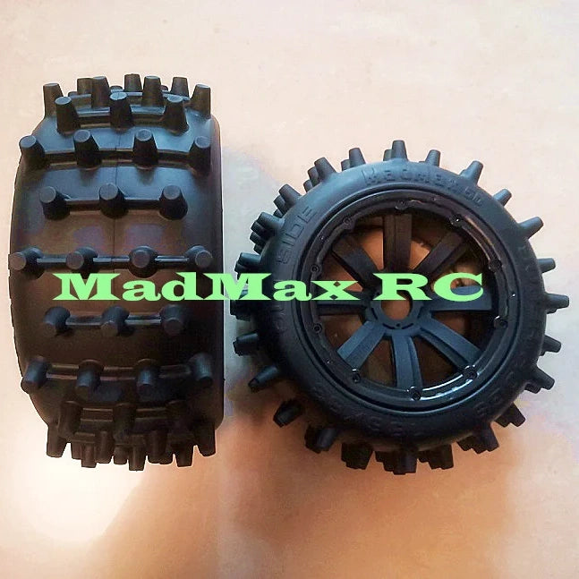 MadMax V2 Super Hogs Tires Wheels 2PCS(186x83MM)-Hot Selling. Tires DO NOT Come Off the Wheels At High Speed Or 12S for Losi 5IVE-T 2.0,LOSI DBXL&E,Kraken Vesla, HPI Baja 5B,SS,5T 5SC,Rovan,KM