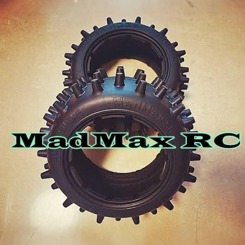 MadMax RC New V2 Super Hogs Tires 186MMX83MM. Tires hold the rims very well At high speed or 12s.
