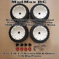 MadMax RC Unique White Sealed 1/8 Monster Truck Tires Wheels(4PCS)&Most Thick Alloy Hub Set for 1/8 Arrma 6s & Other 1/8 Big Foots.Built for Crazy Bashers and Designed to Take a Beating!!!