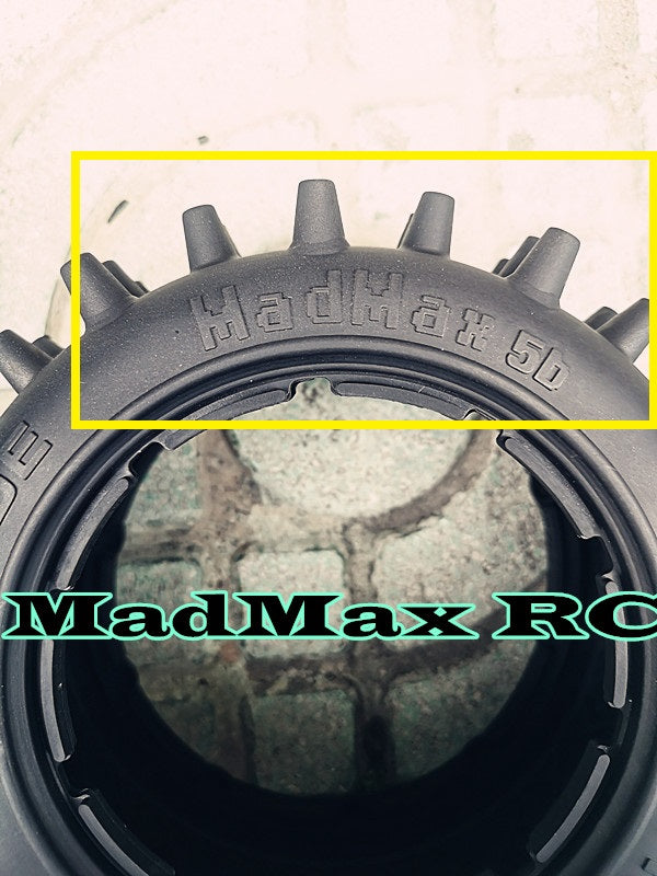 MadMax RC New V2 Super Hogs Tires 186MMX83MM. Tires hold the rims very well At high speed or 12s.