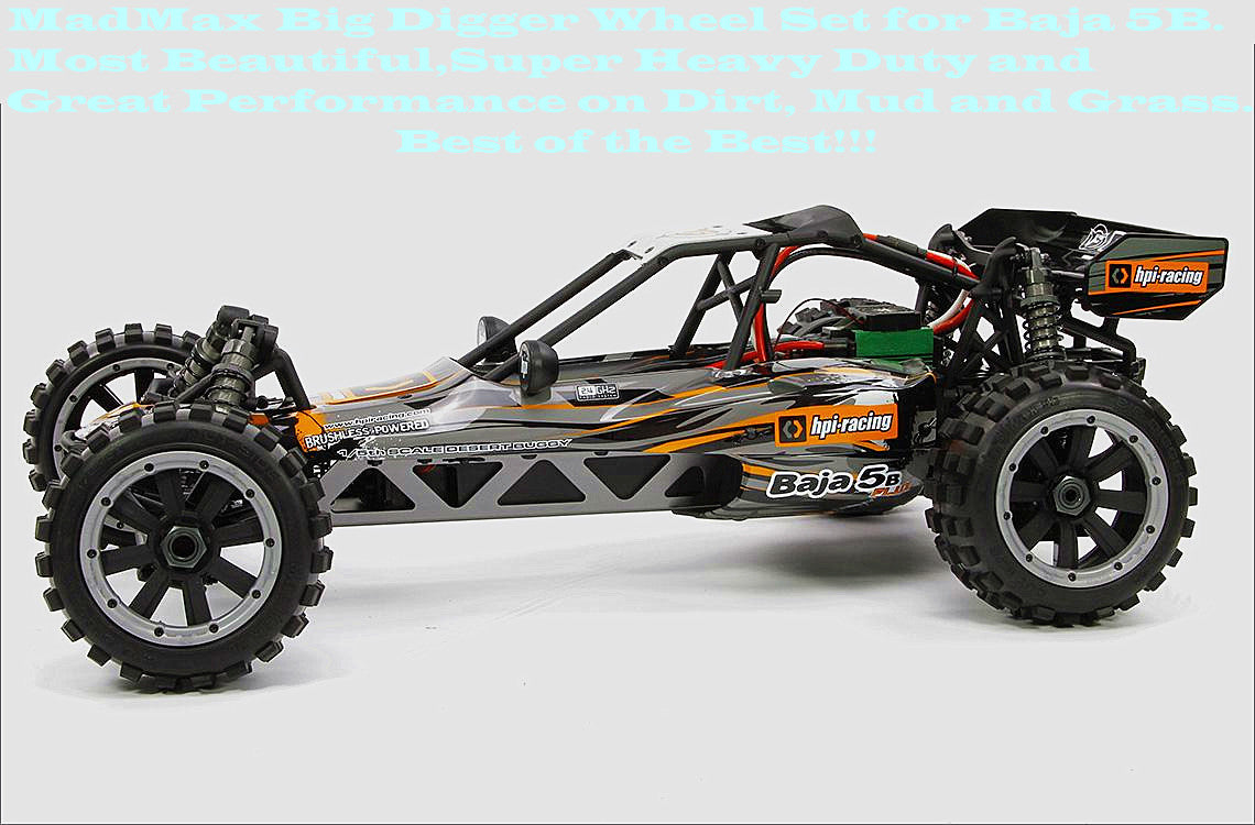 MadMax Popular Big Digger Wheel Set 4PCS(Hot-Selling) for Losi DBXL & E, HPI Baja 5b SS, Rovan baja 5b, KM 5B