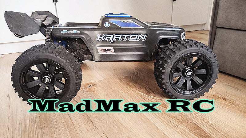 MadMax RC Unique 1/8 Monster Truck Tires Wheels(4PCS)&Most Thick Alloy Hub Set.So Durable!!DO NOT balloon at high speed 12s and in crazy bashing!!!