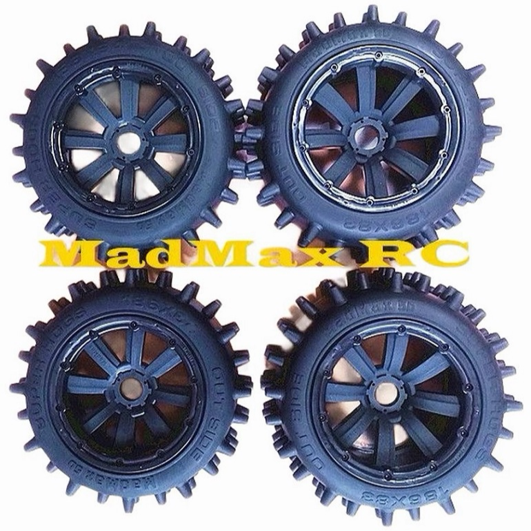 MadMax RC V2 Super Hogs Tire Wheels 4PCS-HOT SELLING for 1/5 hpi rovan baja 5b ss 5t 5sc Losi DBXL&E.Tires hold the rims very well At high speed or 12s