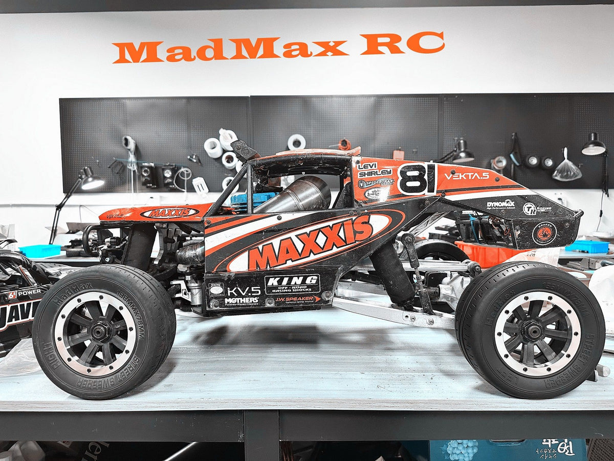 MadMax RC Wide Onroad BELTED Tire Wheel Sets 4PCS/Special Extended Hub Set.Quite Stable Fast Run for Losi 5IVE-T, LOSI DBXL&E, Kraken Vesla, Baja 5T 5SC